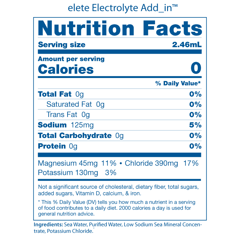 elete Nutrition Facts Panel